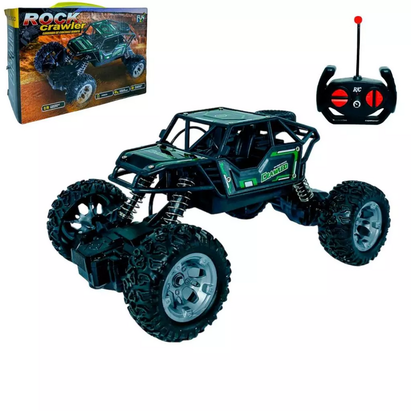 Carrinho de Controle Remoto 4x4 Recarregável USB Anda Na Terra Jeep Off Road Rock Crawler